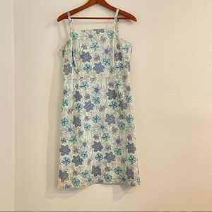 Tommy Bahama Cream Midi Dress with Blue and Teal Floral Print